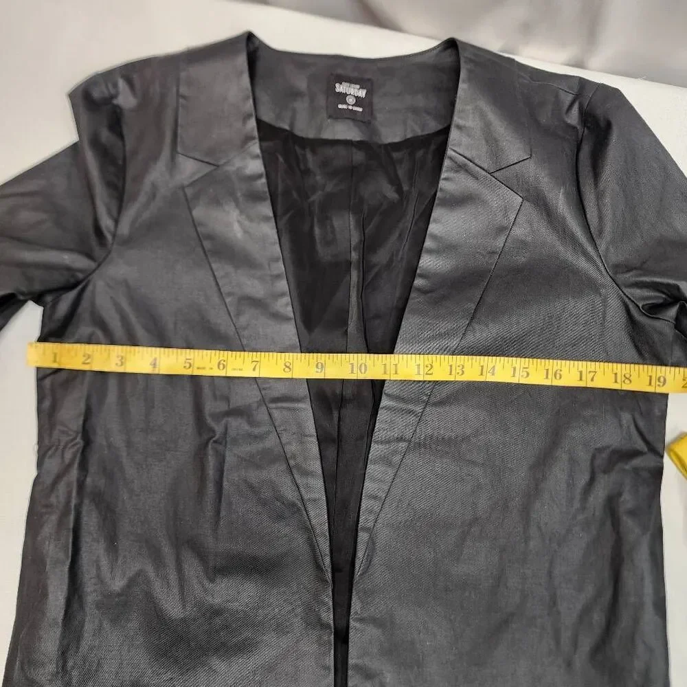 Kate Spade Saturday Black Open Front Jacket Blazer Womens Medium Cotton